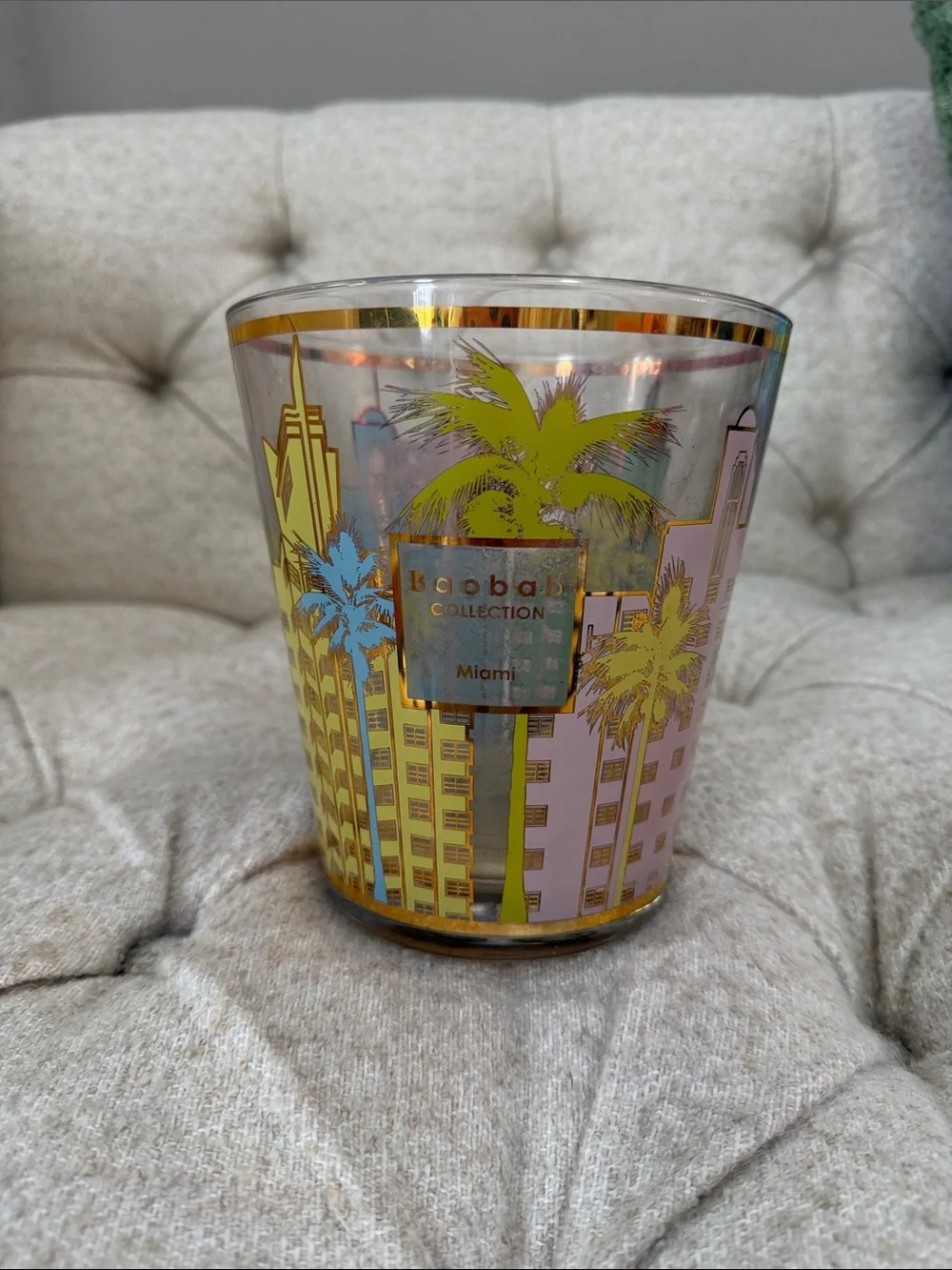 Baobab Collection Pink, Gold & Blue Miami Glass Candle Holder